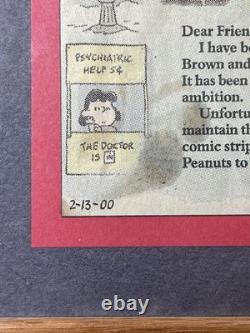 Charles Schulz Dernière Bande Dessinée Originale des Peanuts 13 Février 2000 Snoopy Charlie Brown