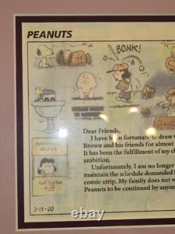 Charles Schulz Dernière bande dessinée des Peanuts 13 février 2000 Snoopy Charlie Brown