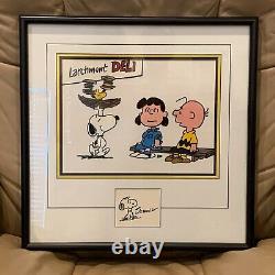 Charles Schulz Hand Drawn Signé Snoopy & Sketch Main Encré Cel De Charlie Brown