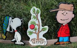Charlie Brown, Snoopy & Christmas Tree Lawn Art Décor De Jardin Set Livraison Gratuite