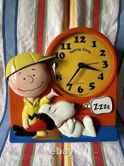 Charlie Brown Snoopy Peanuts Gang Réveil Janex 1974 Parle! Fonctionne! Boîte d'origine