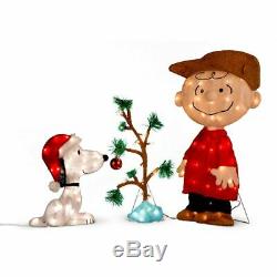 Charlie Brown, Snoopy & The Tree Solitaire Lighted Noël En Plein Air Décor 3pc Set