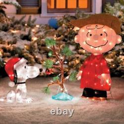 Charlie Brown, Snoopy et le Sapin Solitaire Décoration de Noël Extérieure Éclairée 3 pièces