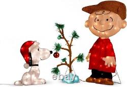 Charlie Brown, Snoopy et le Sapin Solitaire Décoration de Noël Extérieure Éclairée 3 pièces