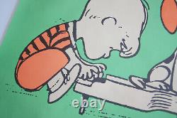 Charlie Brown Snoopy jouant du piano Affiche vintage Magnifique ! Vert 25,5 x 20