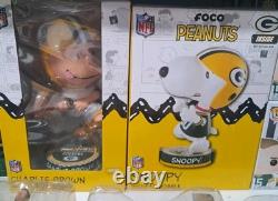 Charlie Brown et Snoopy Green Bay Packers Peanuts Grande tête Bobblehead NFL Football