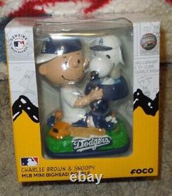 Charlie Brown et Snoopy Série Mondiale Dodgers Peanuts Dual Mini Bighead Bobblehead