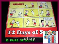 Charlie Brownsnoopyschultz12 Paires de chaussettes de cheville et de crew nouvelles dans une boîte cadeau l@@k