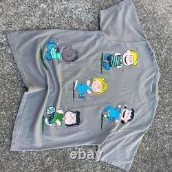 Chemise vintage années 90 Peanuts Snoopy Charlie Brown imprimé all-over gris taille L (d1)