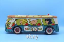 Chien 60s Peanuts Bus Jouet en Fer Vintage Snoopy, Charlie Brown, 14.5