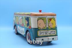 Chien 60s Peanuts Bus Jouet en Fer Vintage Snoopy, Charlie Brown, 14.5