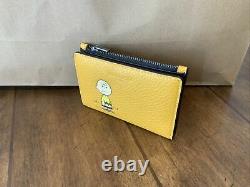 Coach X Peanuts Slim Bifold Card Wallet Avec Charlie Brown C4307 Ochre Yellow