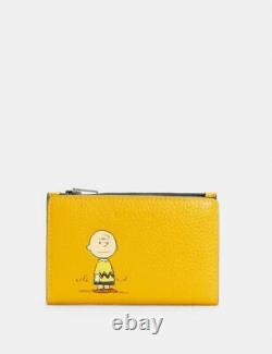 Coach X Peanuts Slim Bifold Card Wallet Avec Charlie Brown C4307 T.n.-o.