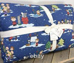Couette de Noël Pottery Barn Peanuts Snoopy & Charlie Brown, Full/Queen Bleue