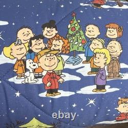 Couette de Noël Pottery Barn Peanuts Snoopy & Charlie Brown, Full/Queen Bleue