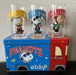 Coupe En Verre Snoopy En Forme De Bus Can Peanuts Charlie Brown Woodstock Lucy Retro Lot 8