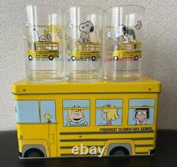 Coupe En Verre Snoopy En Forme De Bus Can Peanuts Charlie Brown Woodstock Lucy Retro Lot 8