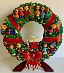 Couronne de Noël Snoopy Danbury Mint Peanuts Charlie Brown éclairée 15-18 RARE