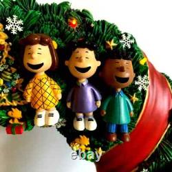 Couronne de Noël Snoopy Danbury Mint Peanuts Charlie Brown éclairée 15-18 RARE