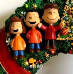 Couronne de Noël Snoopy Danbury Mint Peanuts Charlie Brown éclairée 15-18 RARE