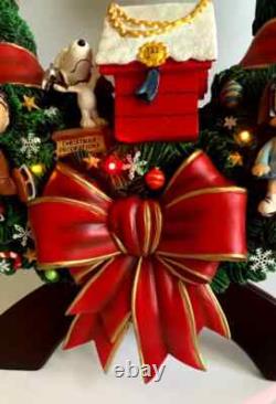 Couronne de Noël Snoopy Danbury Mint Peanuts Charlie Brown éclairée 15-18 RARE