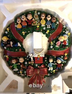 Couronne de Noël Snoopy Danbury Mint Peanuts Charlie Brown éclairée 15-18 RARE