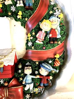 Couronne de Noël Snoopy Danbury Mint Peanuts Charlie Brown éclairée 15-18 RARE