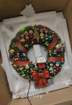 Couronne de Noël Snoopy Peanuts Danbury Mint Charlie Brown lumineuse 15-18 RARE