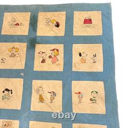 Couverture en patchwork Vintage Peanuts Snoopy Woodstock Charlie Brown années 50