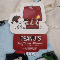 Couverture en peluche Peanuts Queen 90x90 Charlie Brown Snoopy sur patins à glace Berkshire