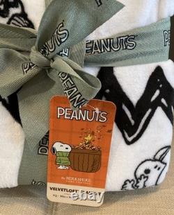 Couverture en peluche Peanuts Snoopy et Charlie Brown, football américain, pour lit double/queen, 90 x 90, neuve avec étiquettes, difficile à trouver