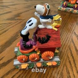 Danbury Mint Peanuts Train d'Halloween Snoopy Charlie Brown dans le champ de citrouilles