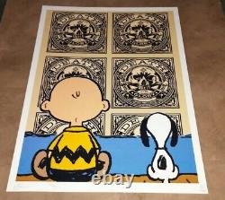 Death Nyc Ltd Ed Lg Signed Art Print 45x32cm Shepard Fairey Charlie Brun Snoopy