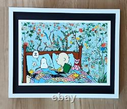 DeathNYC grande œuvre Pop Art encadrée 16x20 pouces avec COA Snoopy avec Charlie Brown #1$