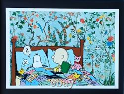 DeathNYC grande œuvre Pop Art encadrée 16x20 pouces avec COA Snoopy avec Charlie Brown #1$
