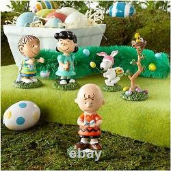 Département 56 Arachides Snoopy Charlie Brown Easter Egg Hunt 6 Piece Figurine Set