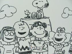 Dessin, Peanuts, Signé, Art, Original, Livre, Snoopy, Charlie Brown
