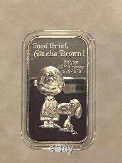 Disney Charlie Brown Snoopy Greathouse Silver Art Bar Token Très Rare 50 Mintage