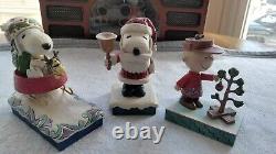 Enesco Jim Shore Peanuts Ensemble de figurines de Noël Charlie Brown 3 Snoopy Woodstock