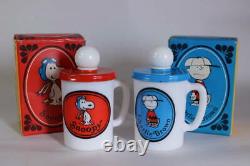 Ensemble De Vintage Avon Snoopy Charlie Brown Bubble Bath Mug Container Avec Boîte