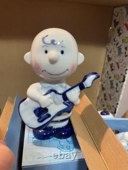 Ensemble céramique vintage bleu et blanc Peanuts Charlie Brown et ses amis