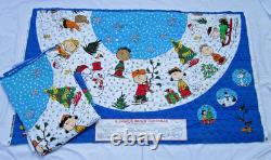 Ensemble de 2 panneaux en tissu matelassé pour jupe de sapin de Noël Charlie Brown avec Snoopy et Lucy