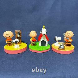 Ensemble de 3 figurines SoftBank Snoopy vintage Charlie Brown rare authentique