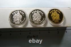 Ensemble de 3 pièces en argent 999 émaillées Snoopy Charlie Brown Peanuts 50ème anniversaire 6sp8