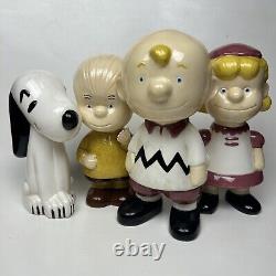 Ensemble de 4 figurines en céramique vintage de la bande à Peanuts de Charlie Brown Snoopy 1968