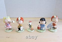 Ensemble de 5 figurines de football Lenox Peanuts Charlie Brown Lucy Snoopy Neuf dans la boîte
