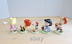 Ensemble de 5 figurines de football Lenox Peanuts Charlie Brown Lucy Snoopy Neuf dans la boîte