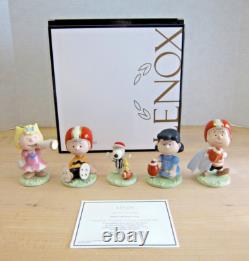 Ensemble de 5 figurines de football Lenox Peanuts Charlie Brown Lucy Snoopy Neuf dans sa boîte