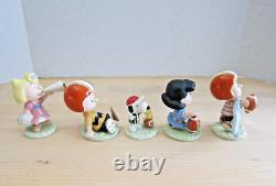 Ensemble de 5 figurines de football Lenox Peanuts Charlie Brown Lucy Snoopy Neuf dans sa boîte