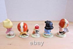 Ensemble de 5 figurines de football Lenox Peanuts Charlie Brown Lucy Snoopy Neuf dans sa boîte